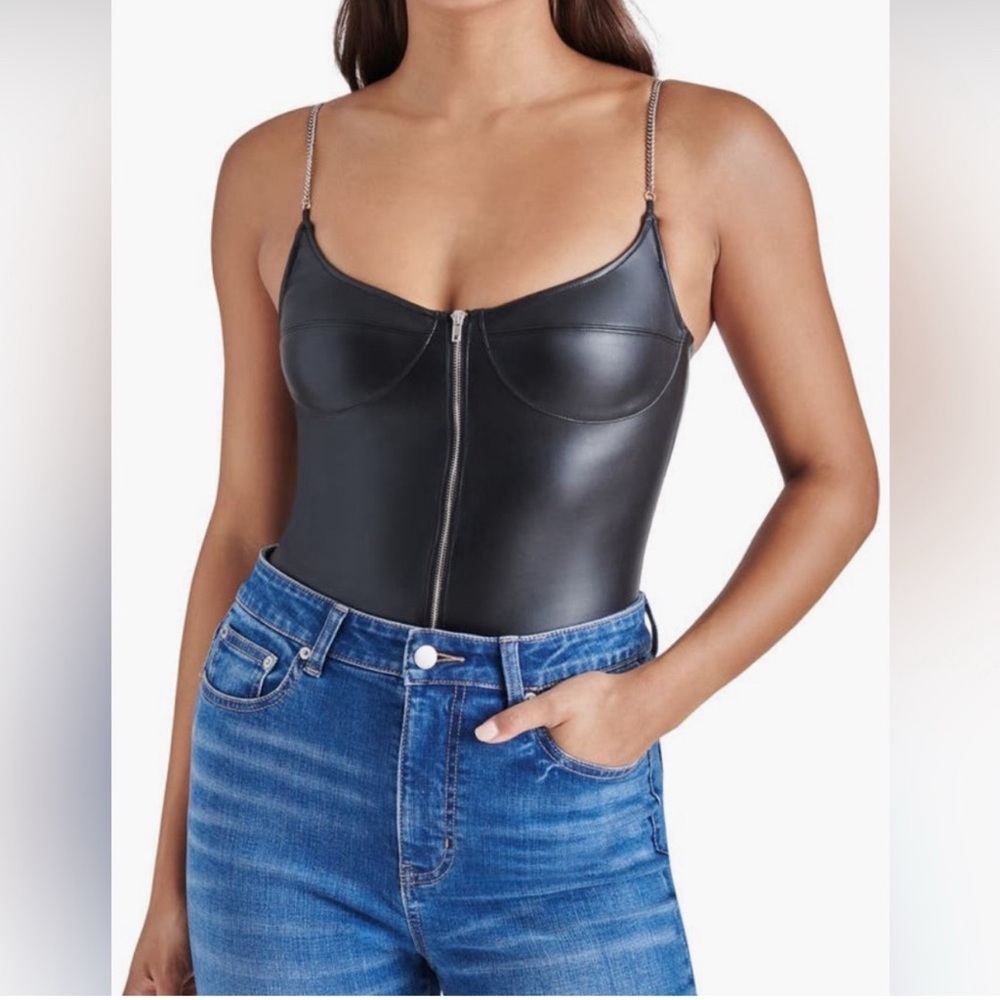 Steve Madden Faux Leather Bodysuit